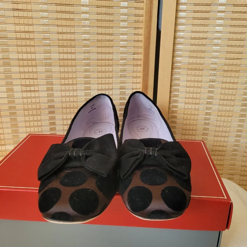 JOHNSON AND MURPHY Black Satin Smoking Ballet Flats - Picture 5 of 6